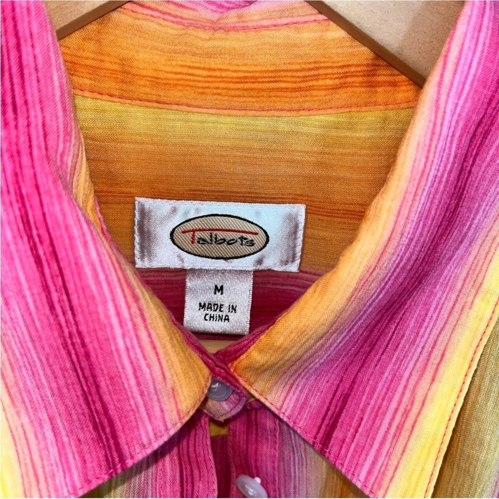 Talbots Yellow, Orange, & Pink Popover Blouse - Picture 5 of 5